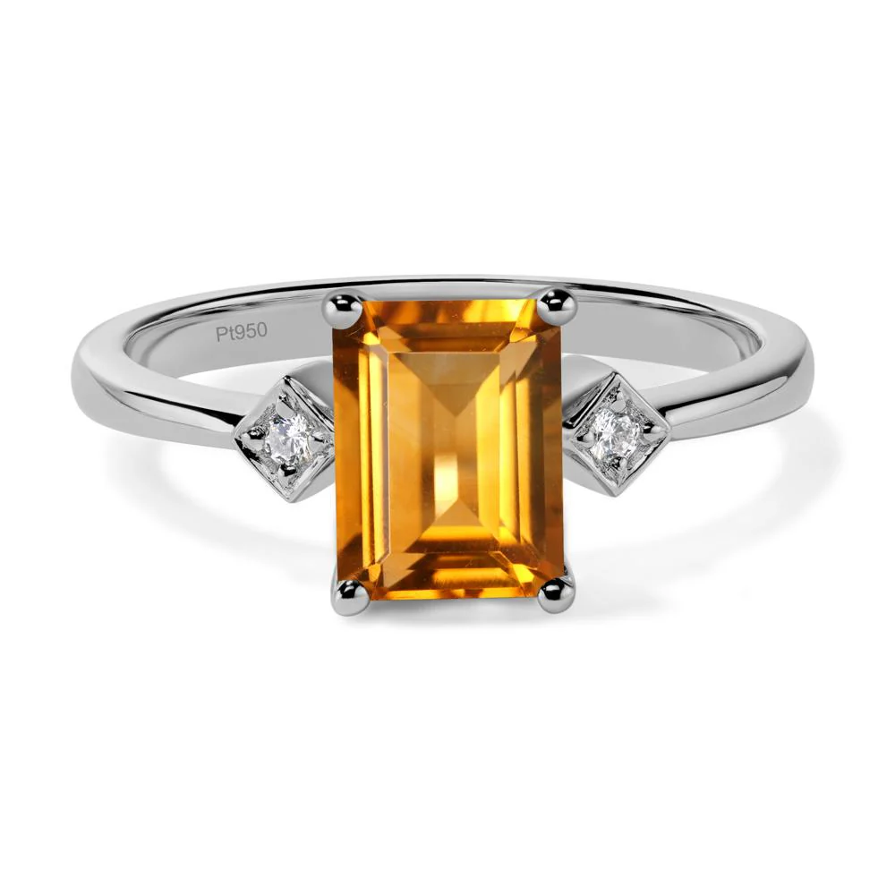 Emerald Cut Citrine Engagement Ring - Image 6