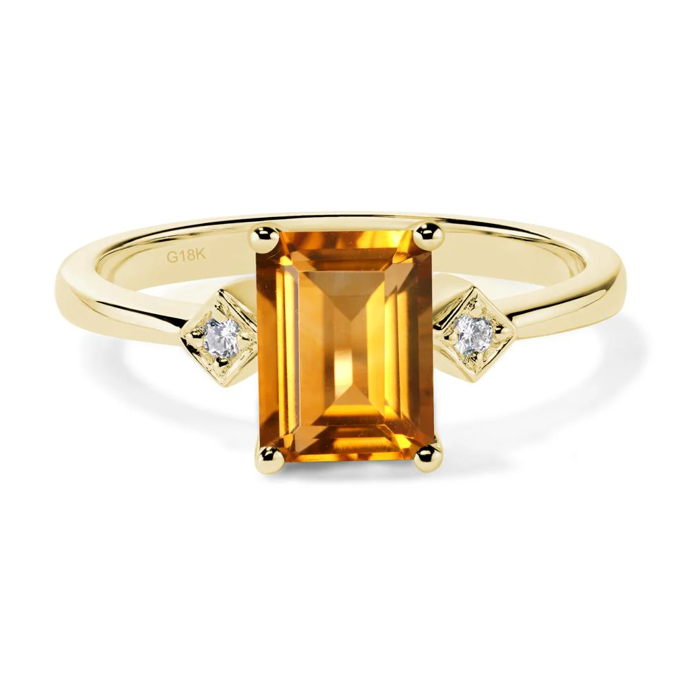Emerald Cut Citrine Engagement Ring - Image 8