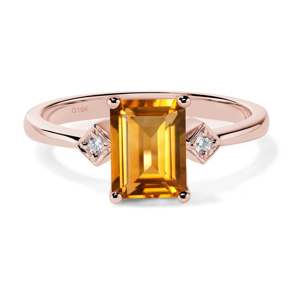 Emerald Cut Citrine Engagement Ring - Image 9