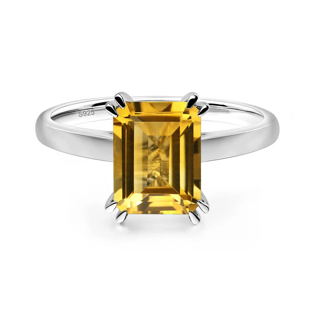 Citrine Double Claw Prong Engagement Ring