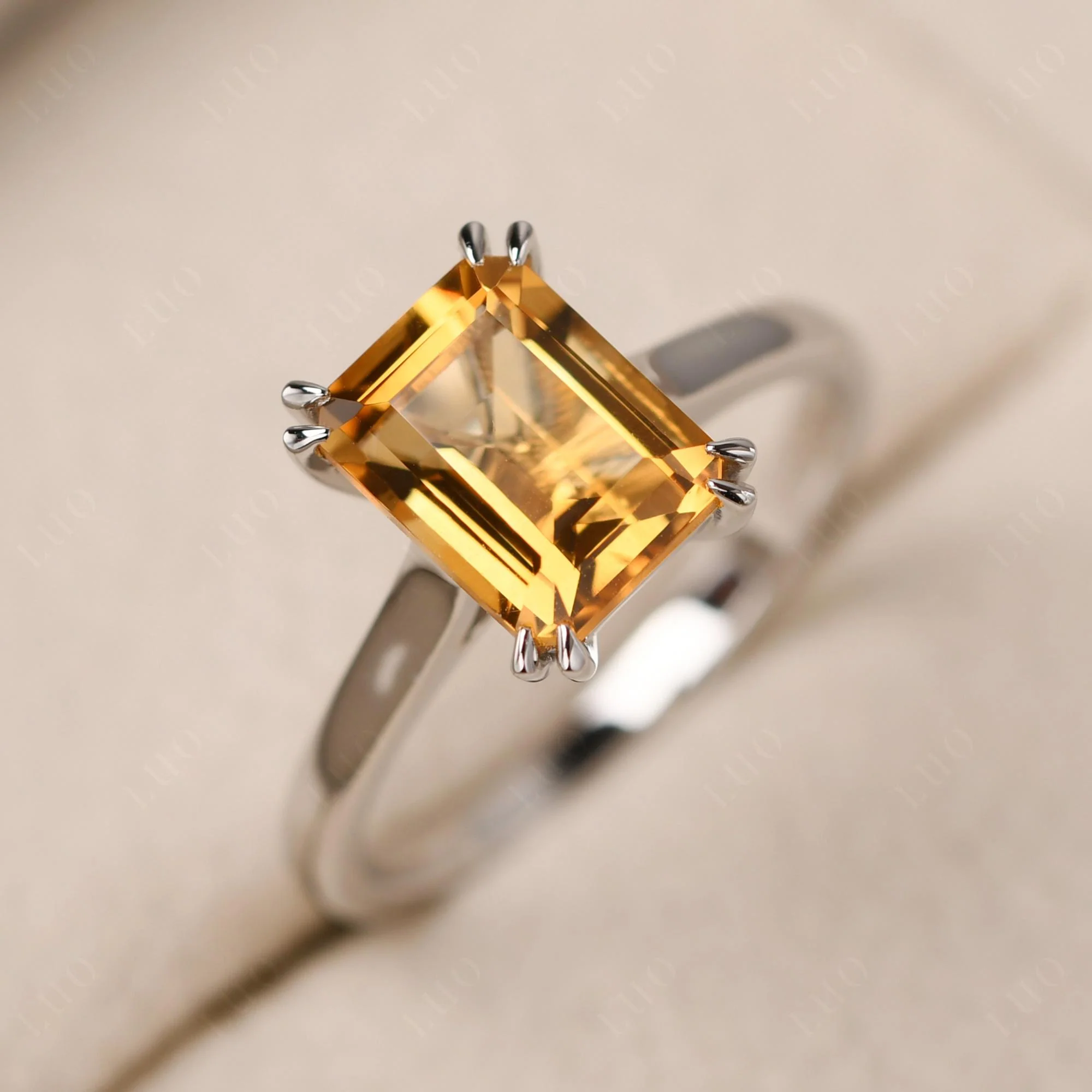 Citrine Double Claw Prong Engagement Ring - Image 10