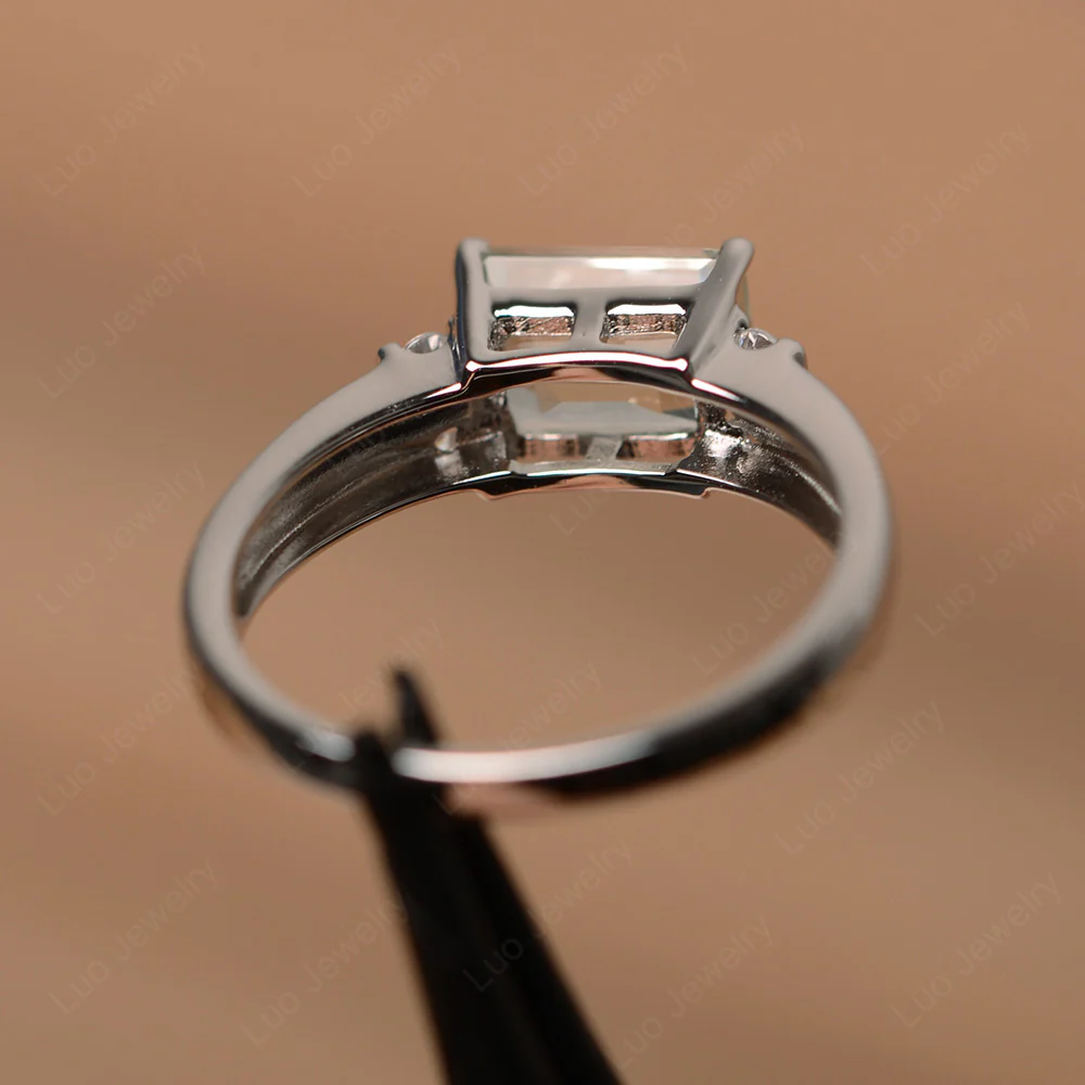Emerald Cut East West Green Amethyst Ring - Image 3