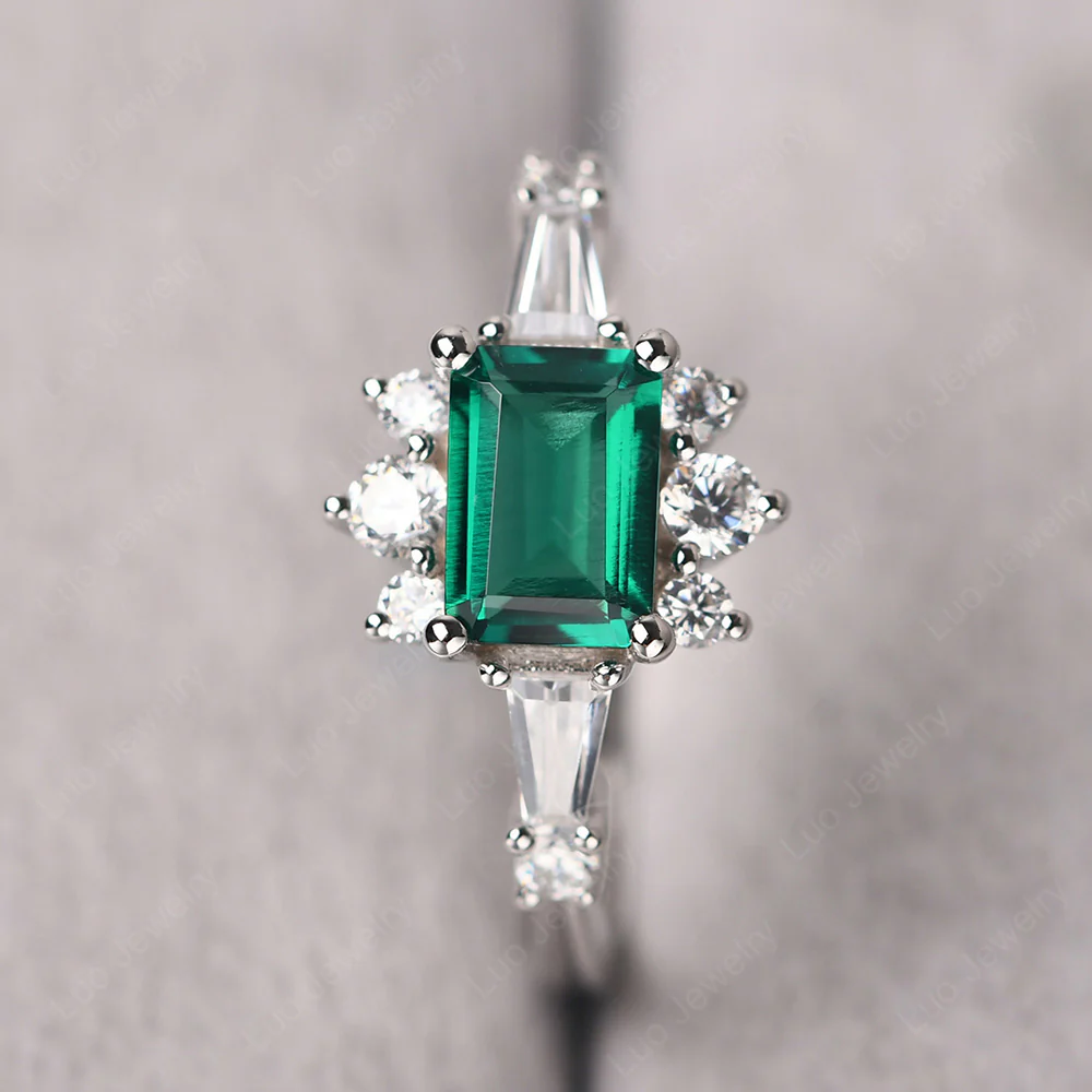 Art Deco Emerald Horizontal Ring - Image 2