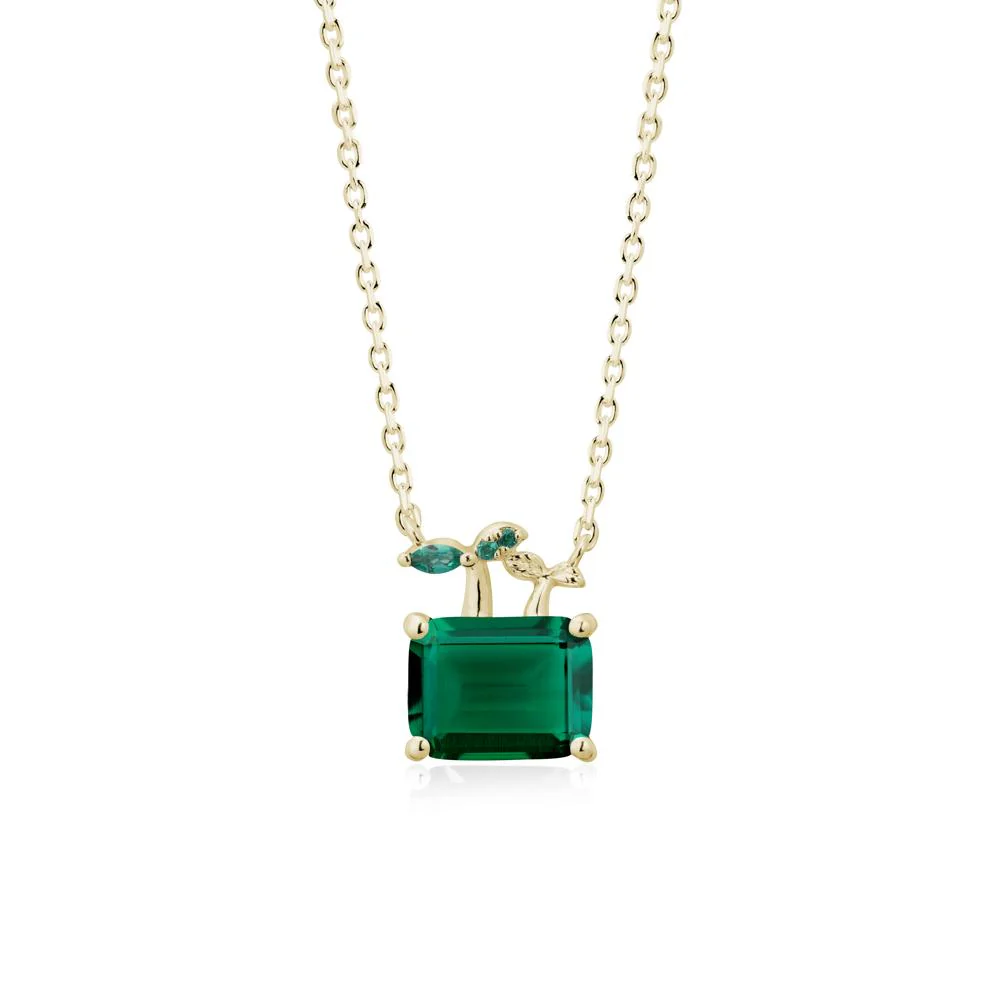 Emerald Cut Emerald Sprout Necklace - Image 4