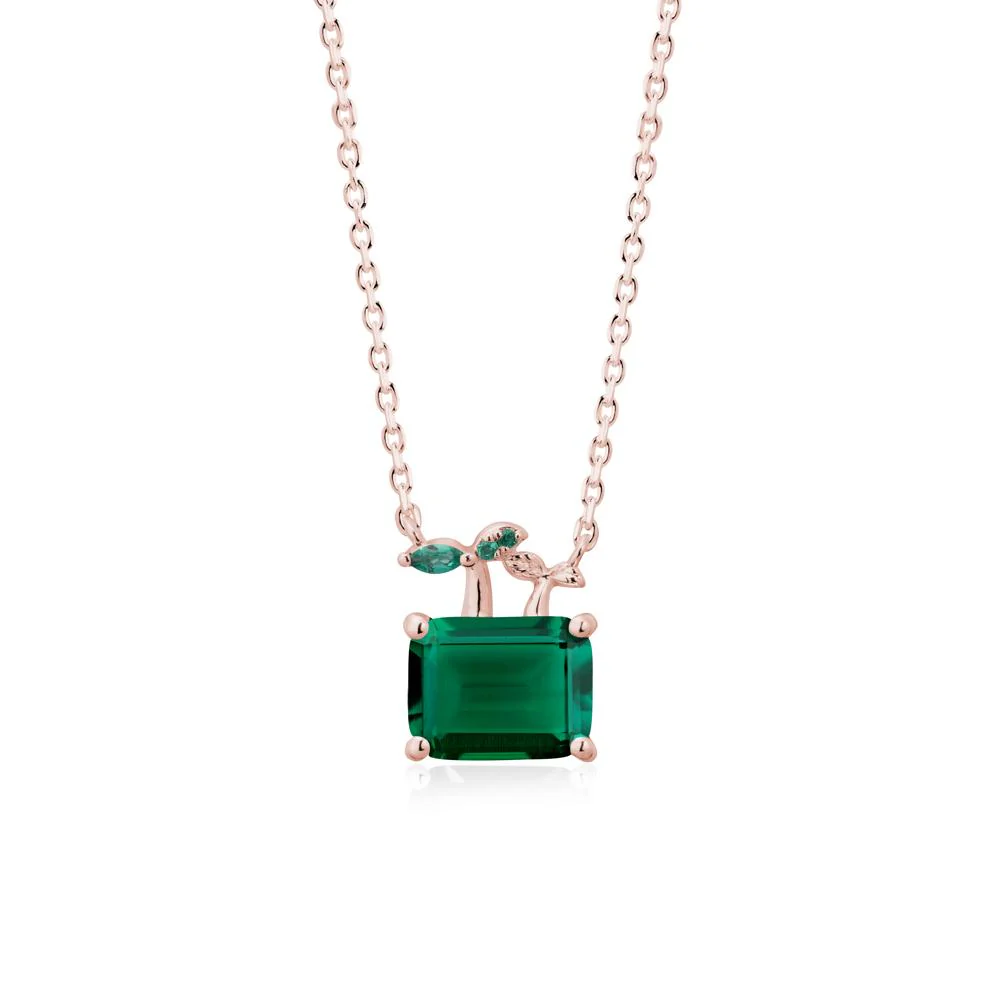 Emerald Cut Emerald Sprout Necklace - Image 5