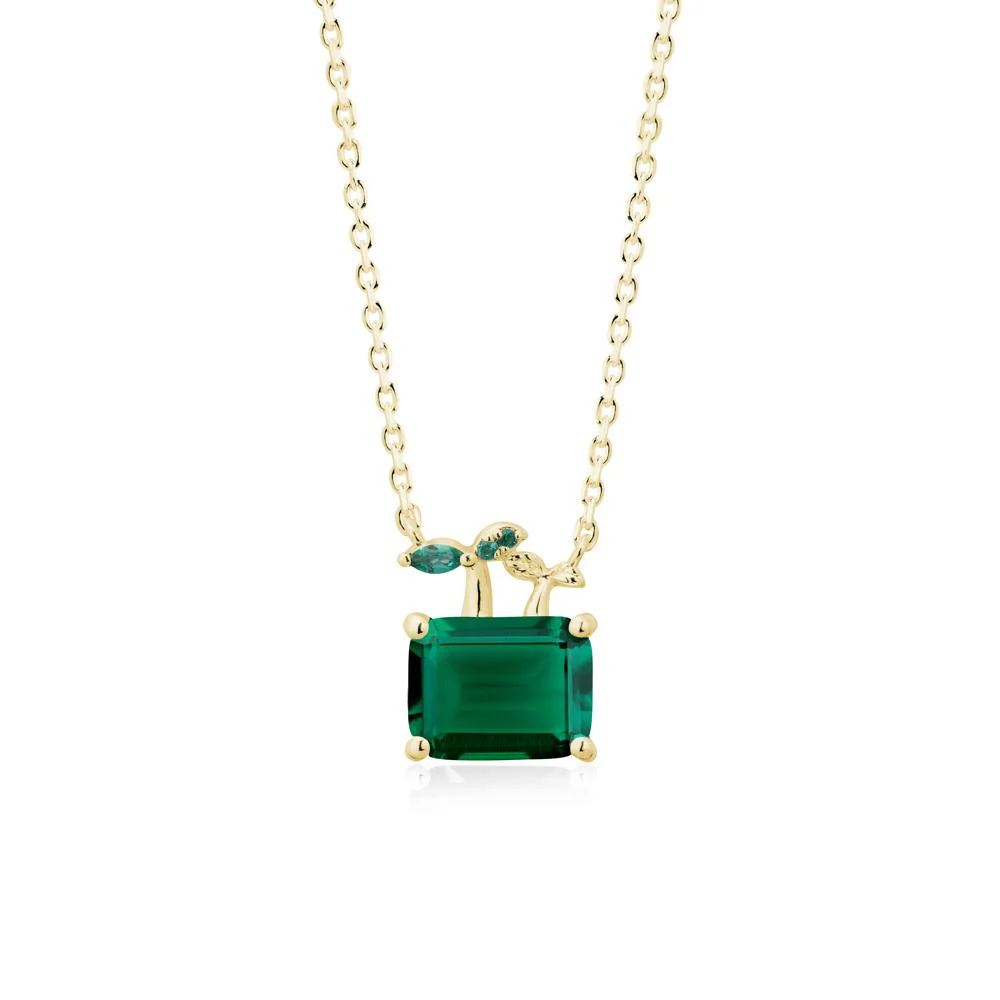 Emerald Cut Emerald Sprout Necklace - Image 7