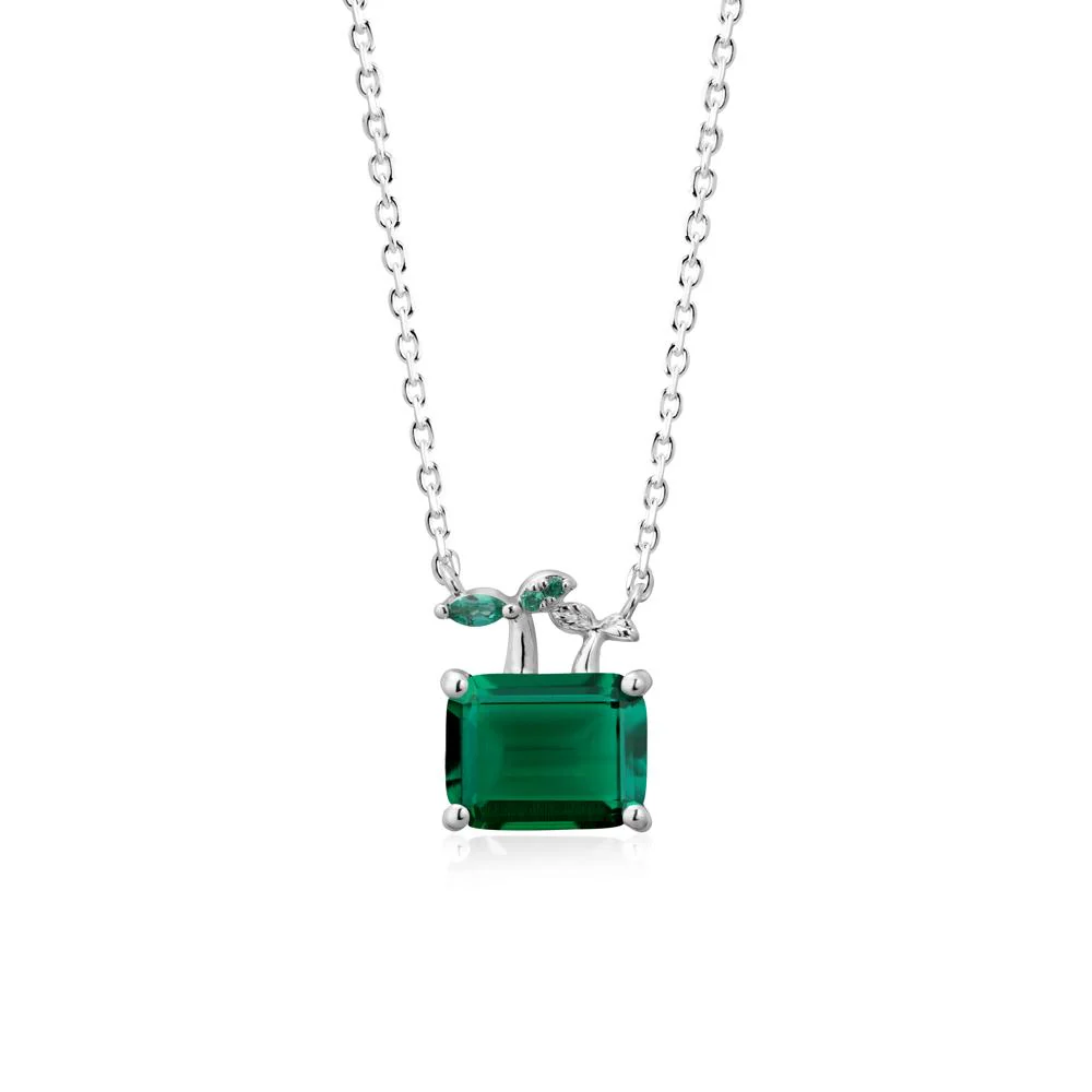 Emerald Cut Emerald Sprout Necklace - Image 9