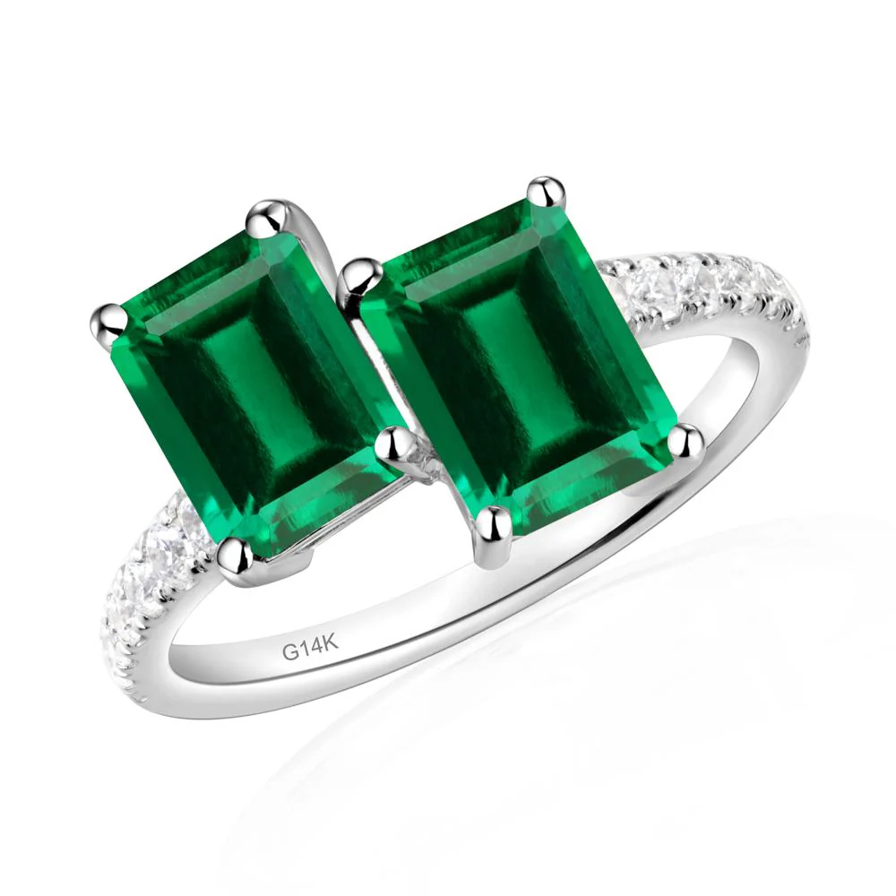 Emerald Cut Emerald Toi Et Moi Ring - Image 3