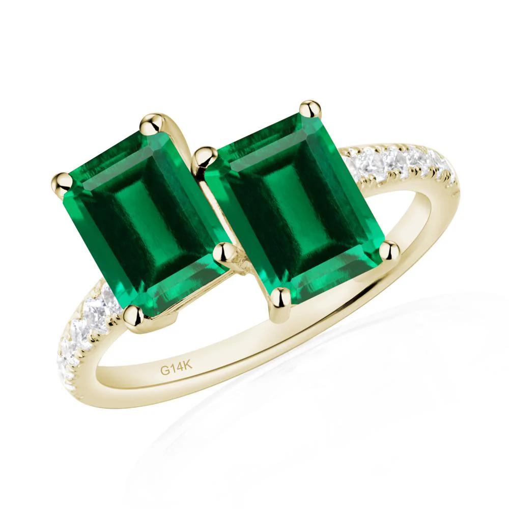Emerald Cut Emerald Toi Et Moi Ring - Image 4