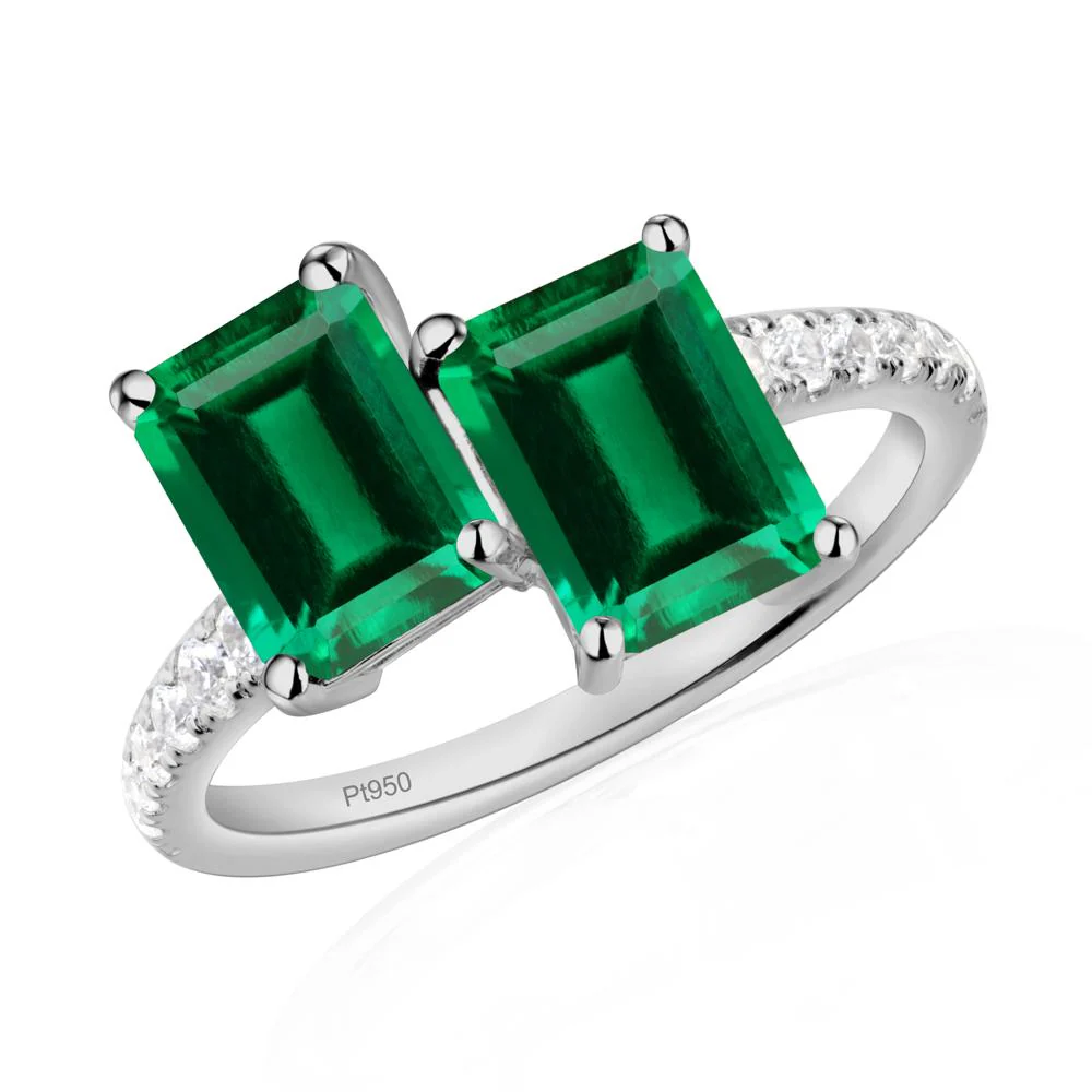 Emerald Cut Emerald Toi Et Moi Ring - Image 6