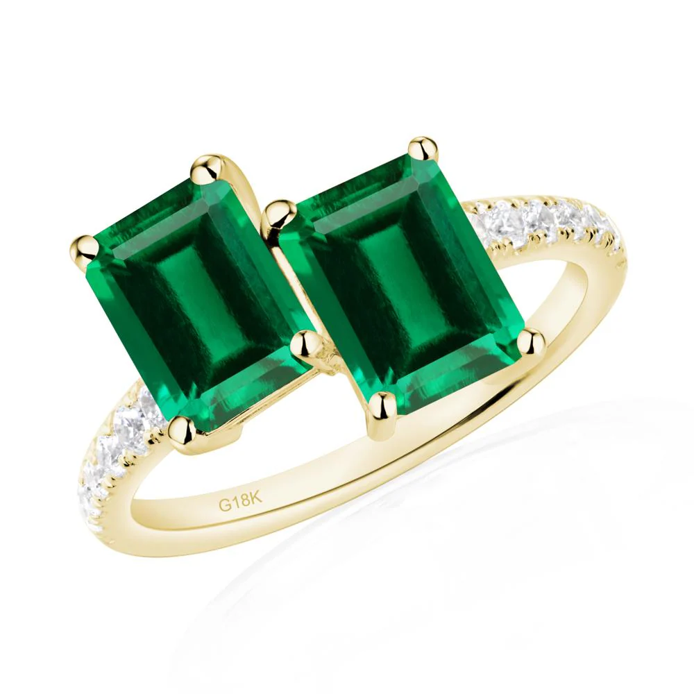 Emerald Cut Emerald Toi Et Moi Ring - Image 8