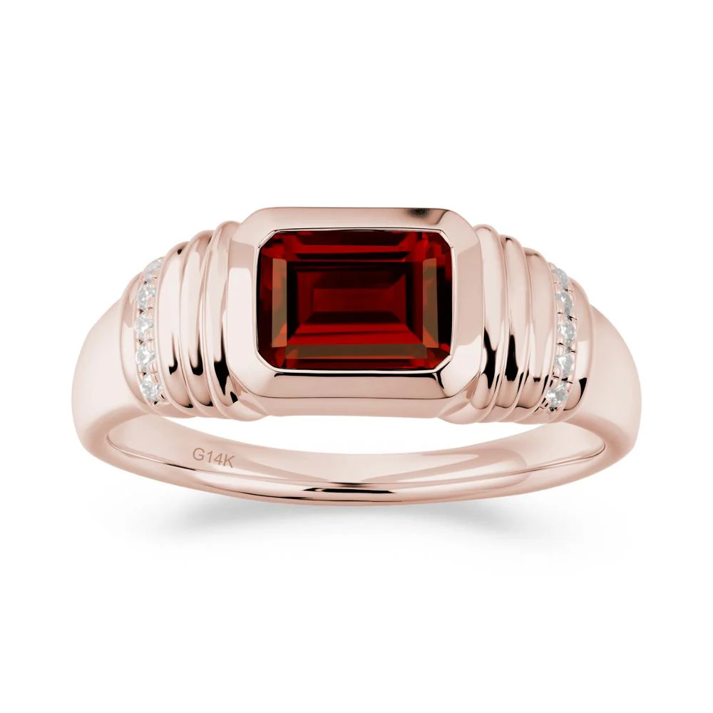 Emerald Cut Garnet Bezel Ring for Men - Image 4