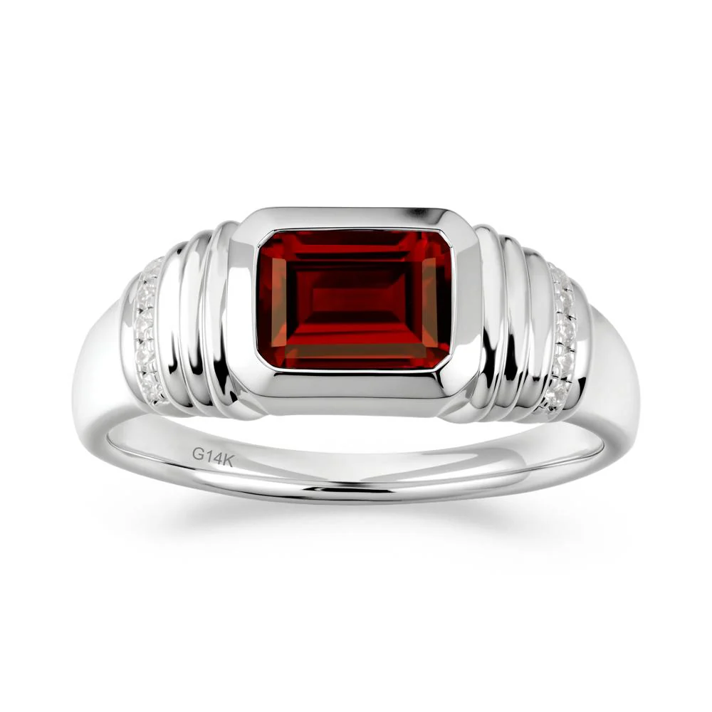 Emerald Cut Garnet Bezel Ring for Men - Image 5