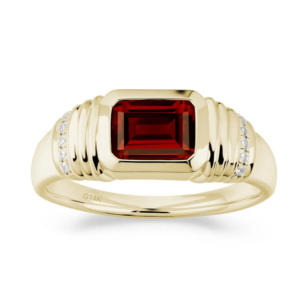 Emerald Cut Garnet Bezel Ring for Men - Image 9