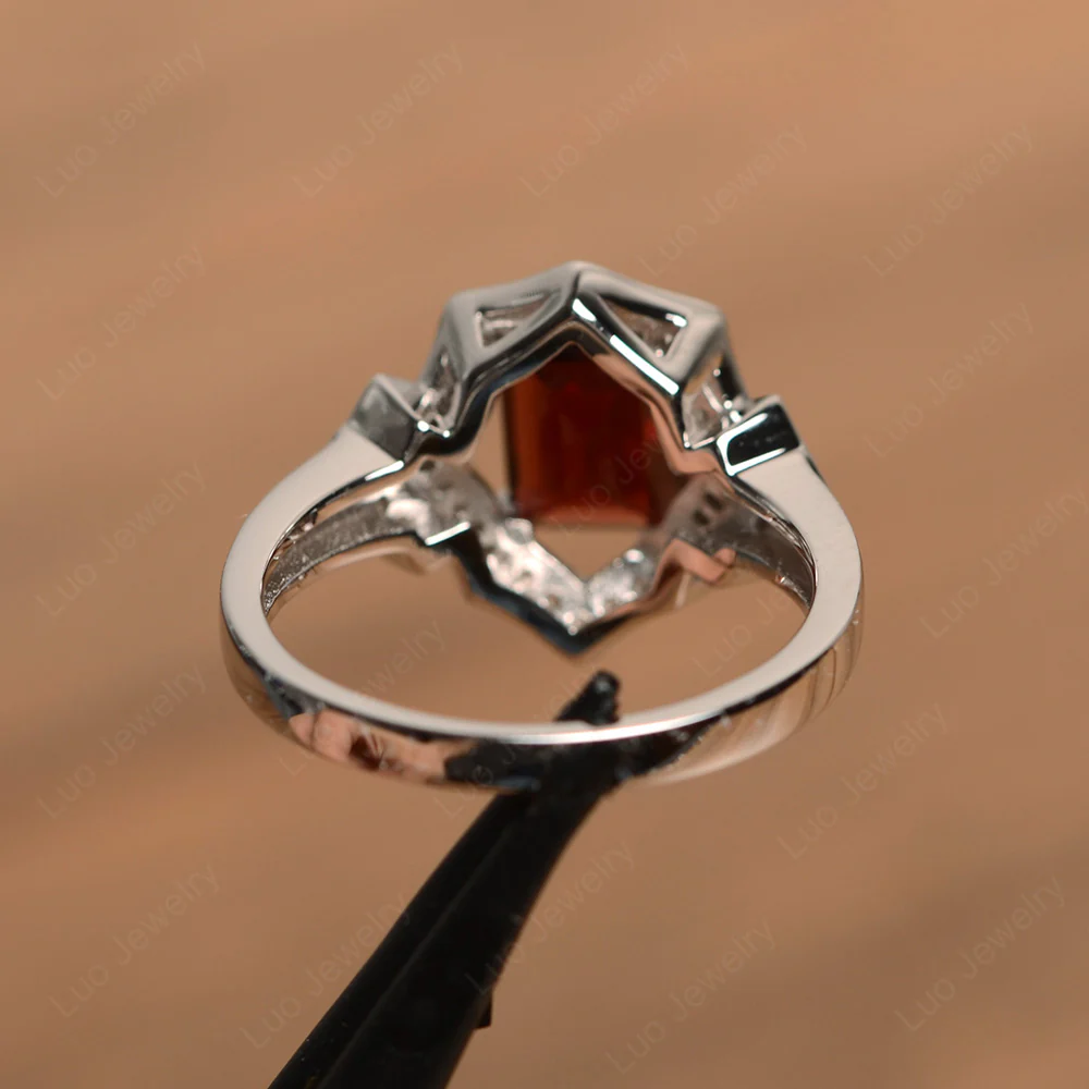 Emerald Cut Garnet Cocktail Ring - Image 3