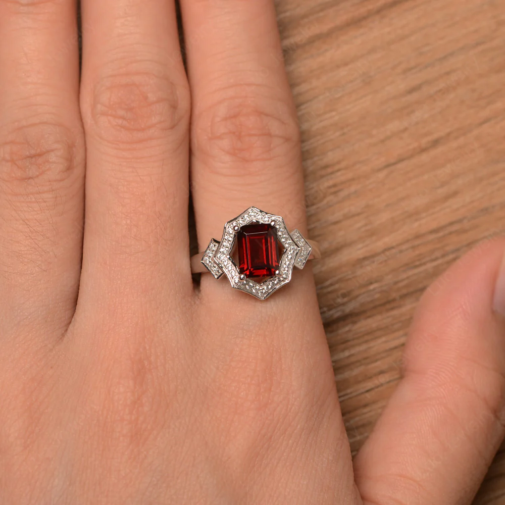Emerald Cut Garnet Cocktail Ring - Image 4