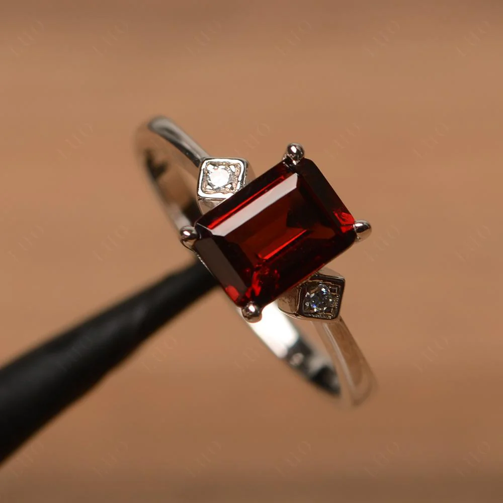 Emerald Cut Garnet Engagement Ring - Image 11