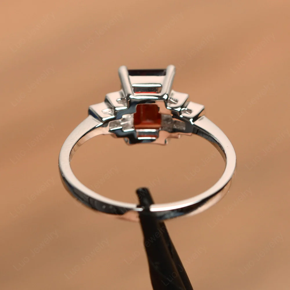 Pyramid Emerald Cut Garnet Ring - Image 3