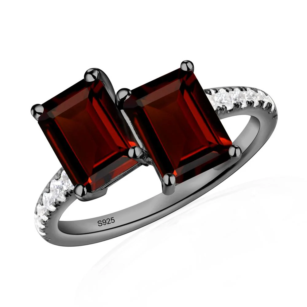 Emerald Cut Garnet Toi Et Moi Ring - Image 2