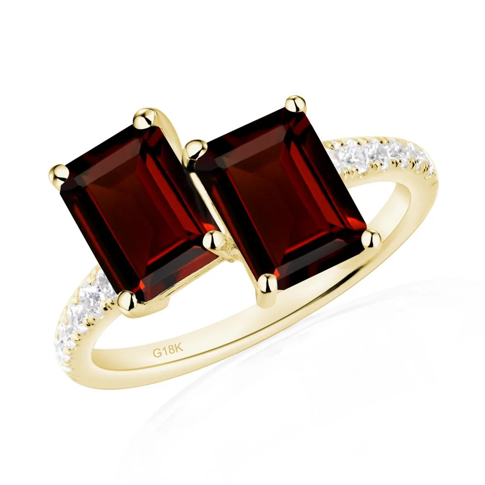 Emerald Cut Garnet Toi Et Moi Ring - Image 8