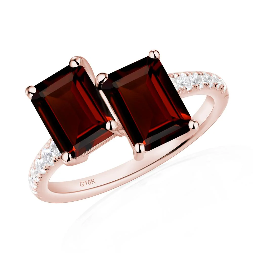 Emerald Cut Garnet Toi Et Moi Ring - Image 9