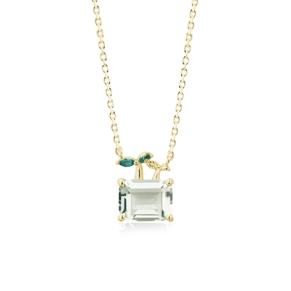 Emerald Cut Green Amethyst and Emerald Sprout Necklace - Image 7