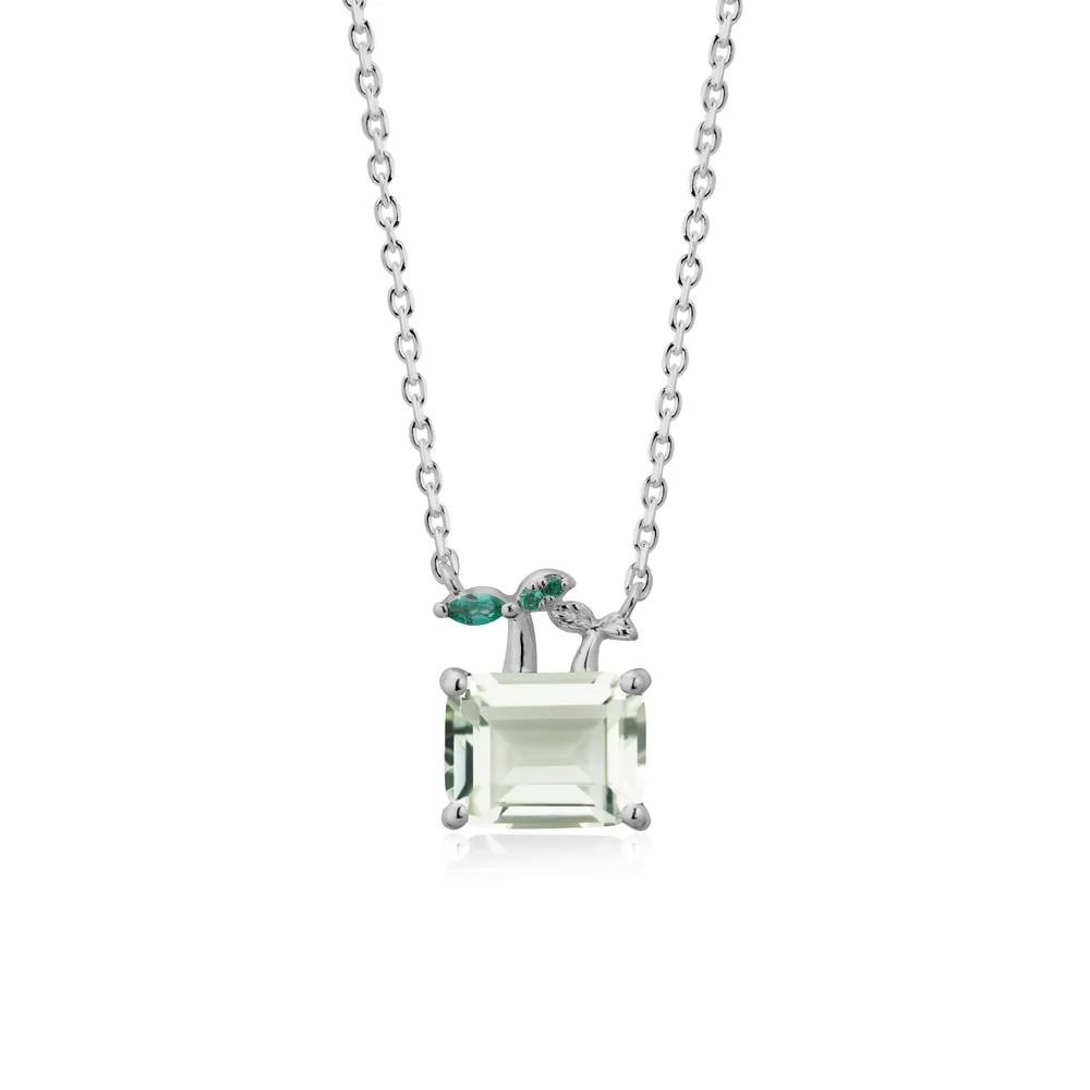 Emerald Cut Green Amethyst and Emerald Sprout Necklace - Image 8
