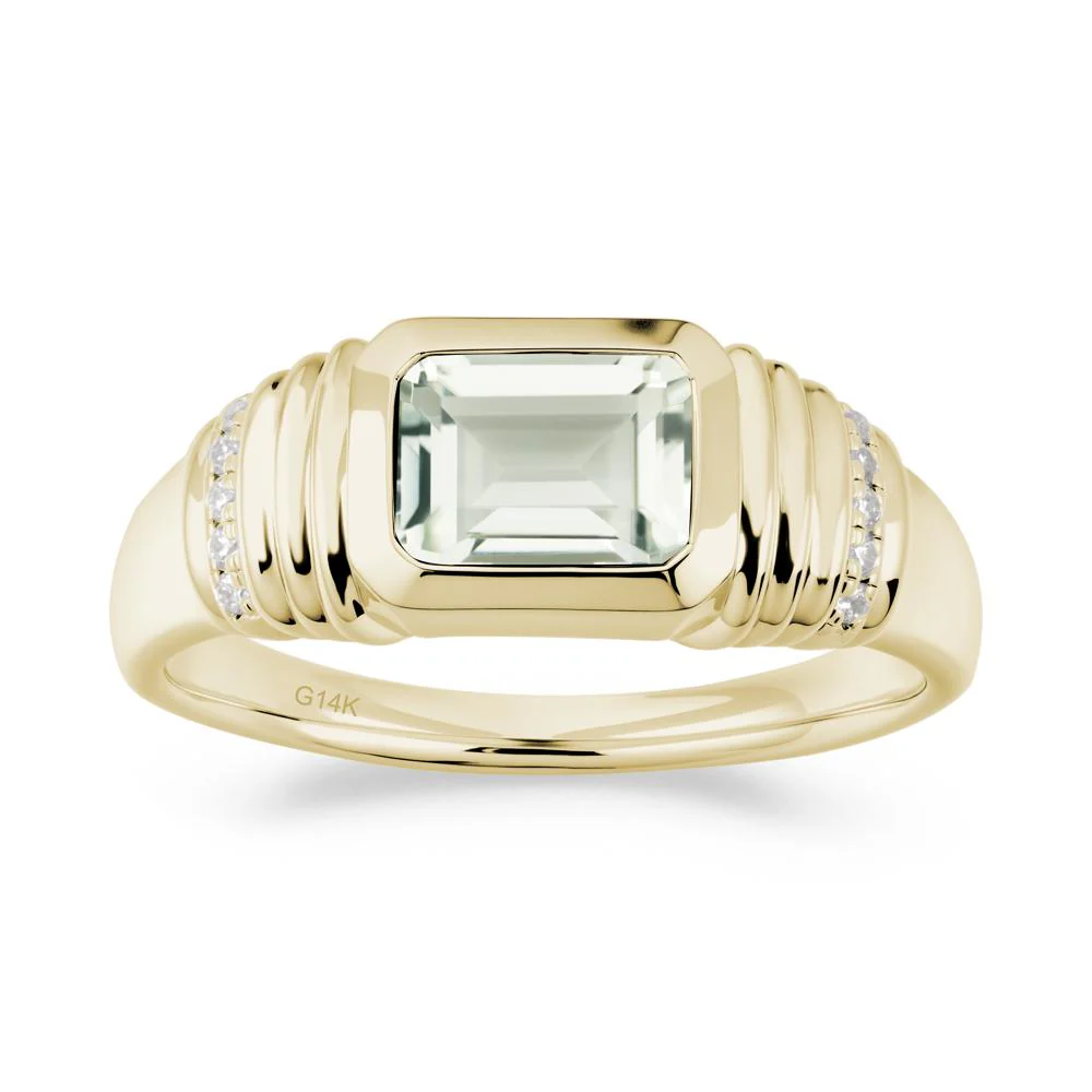 Emerald Cut Green Amethyst Bezel Ring for Men - Image 5