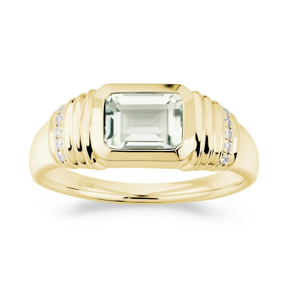 Emerald Cut Green Amethyst Bezel Ring for Men - Image 6