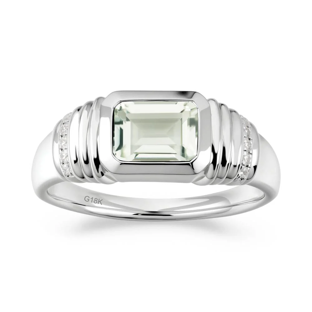 Emerald Cut Green Amethyst Bezel Ring for Men - Image 9