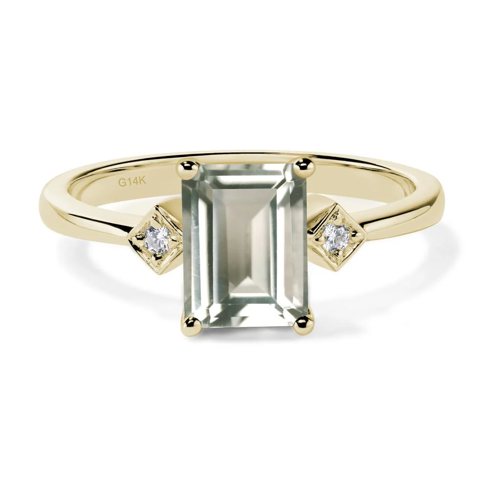 Emerald Cut Green Amethyst Engagement Ring - Image 4