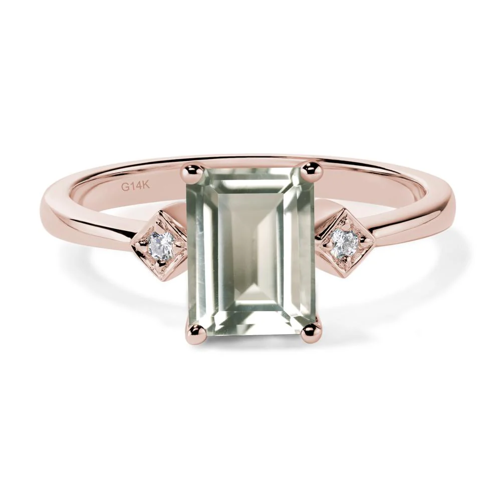 Emerald Cut Green Amethyst Engagement Ring - Image 5