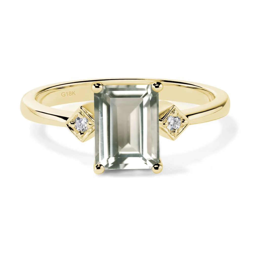 Emerald Cut Green Amethyst Engagement Ring - Image 8