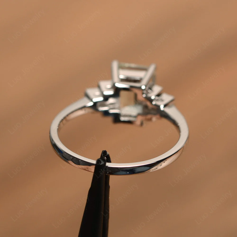 Green Amethyst Rectangle Engagement Ring - Image 3