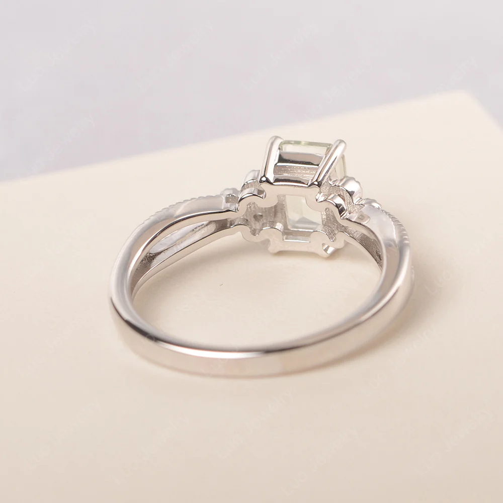 Green Amethyst Milgrain Engagement Ring - Image 3