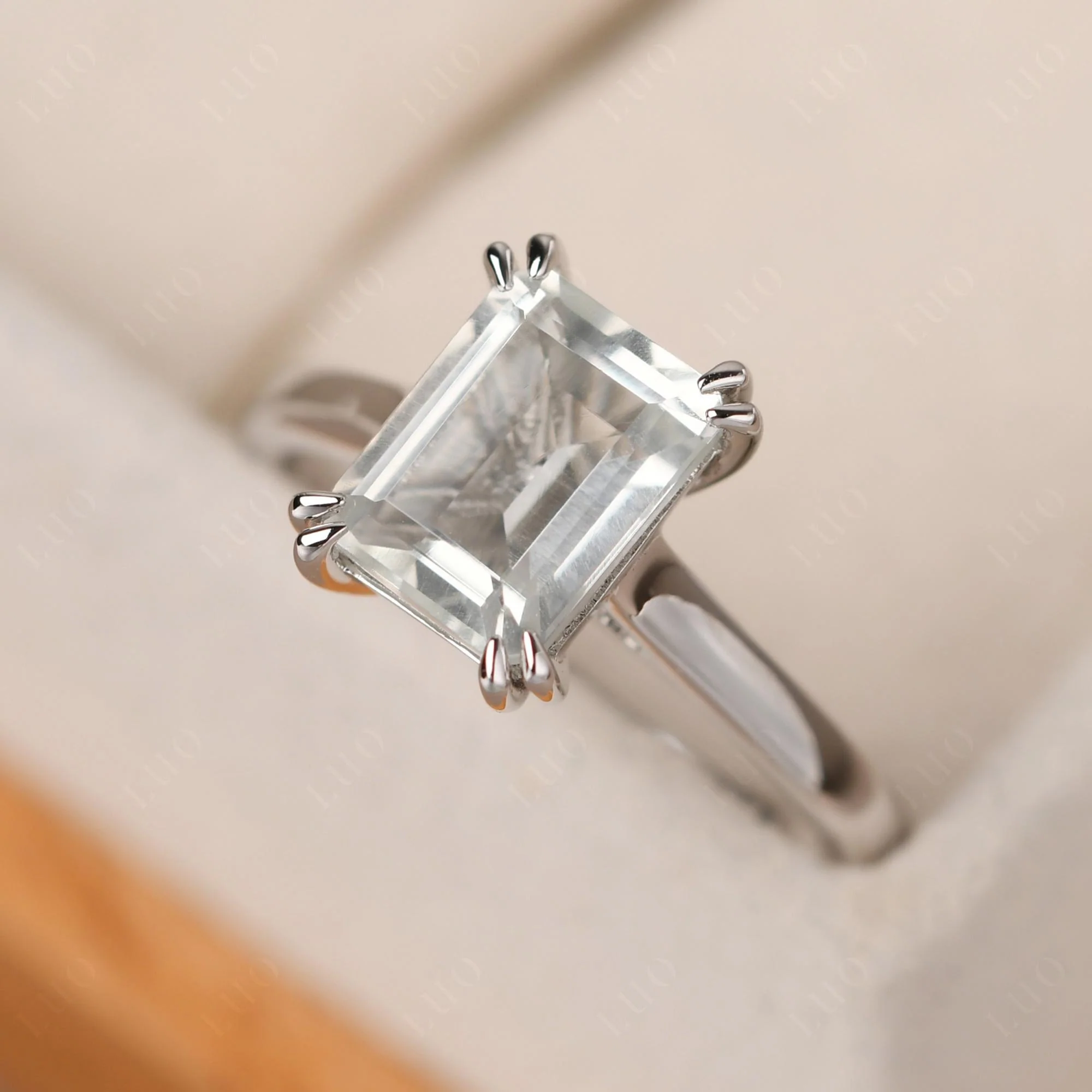 Green Amethyst Double Claw Prong Engagement Ring - Image 12