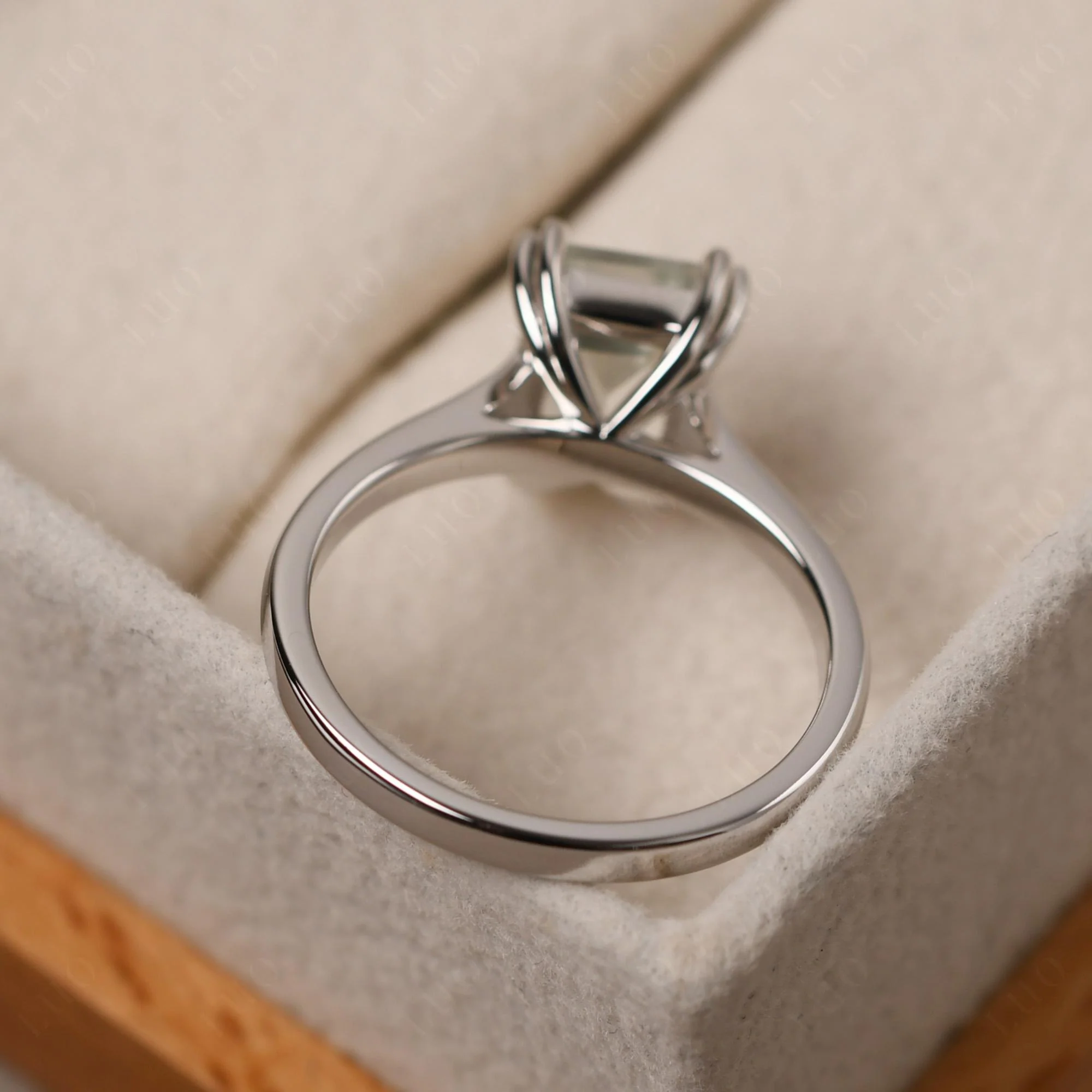 Green Amethyst Double Claw Prong Engagement Ring - Image 13