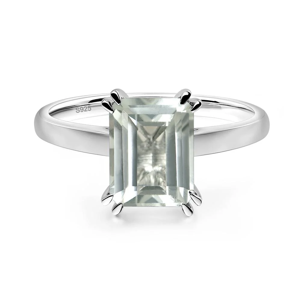 Green Amethyst Double Claw Prong Engagement Ring - Image 2