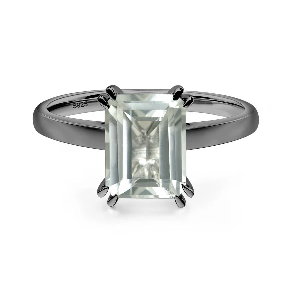 Green Amethyst Double Claw Prong Engagement Ring - Image 3