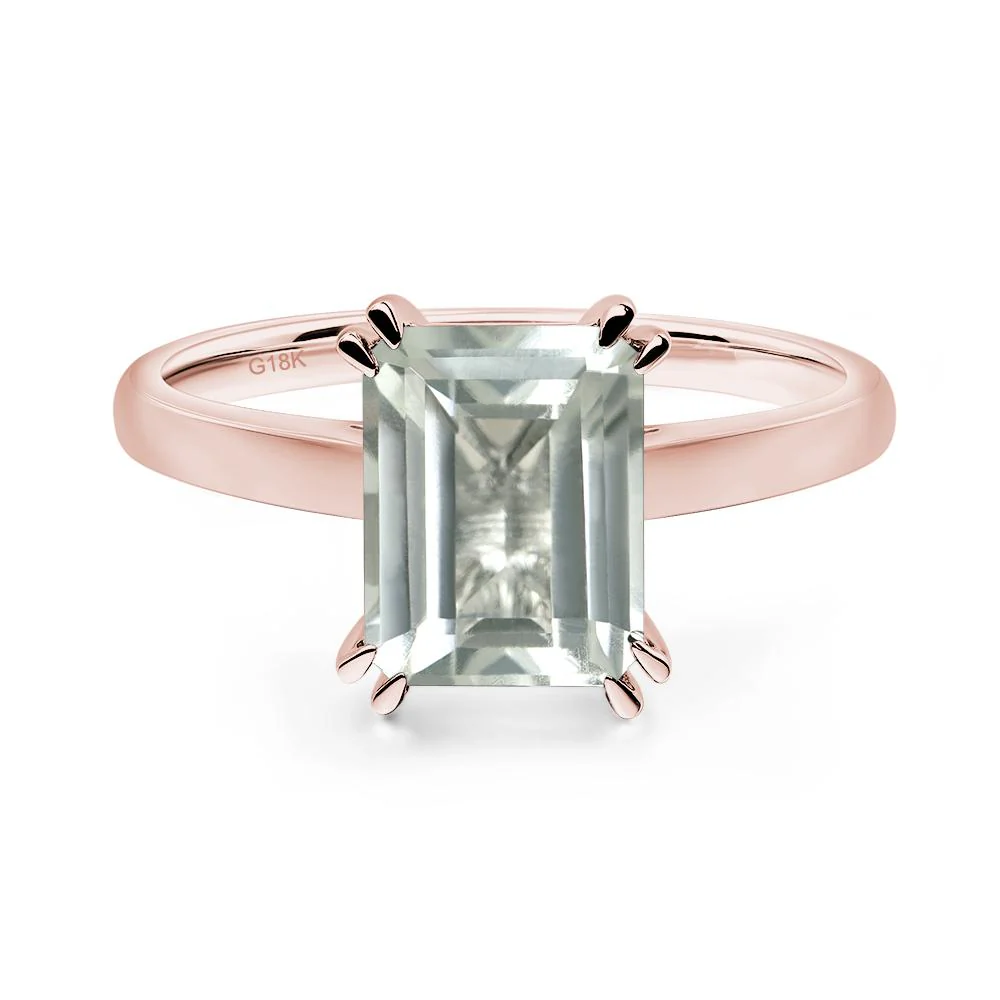 Green Amethyst Double Claw Prong Engagement Ring - Image 9