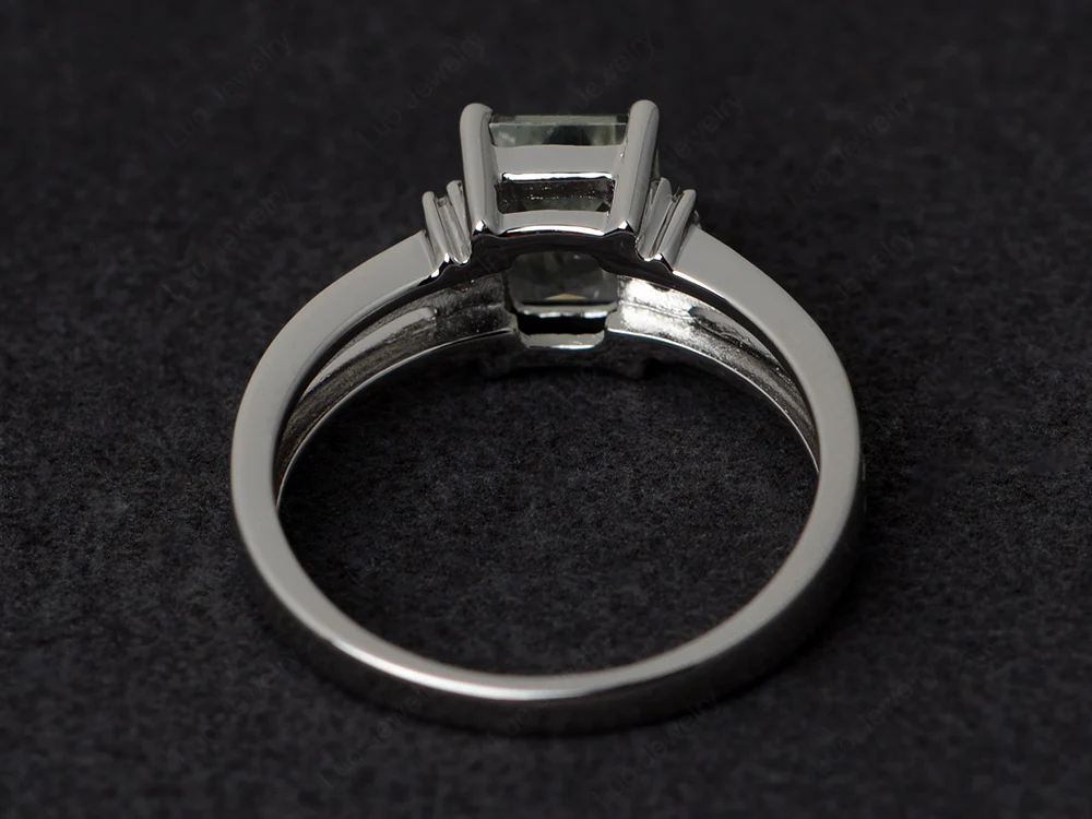 Green Amethyst Three Split Shank Ring - Image 3