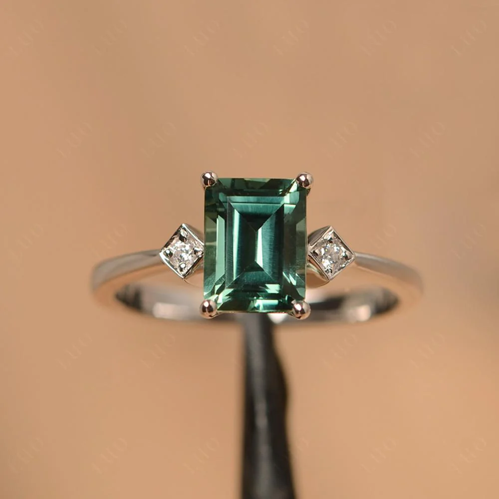 Emerald Cut Green Sapphire Engagement Ring - Image 10