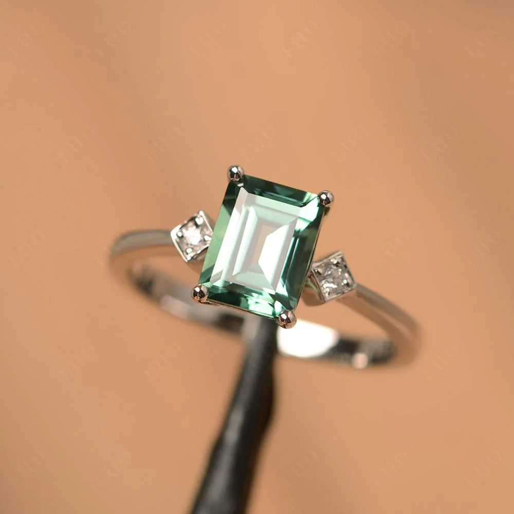 Emerald Cut Green Sapphire Engagement Ring - Image 11