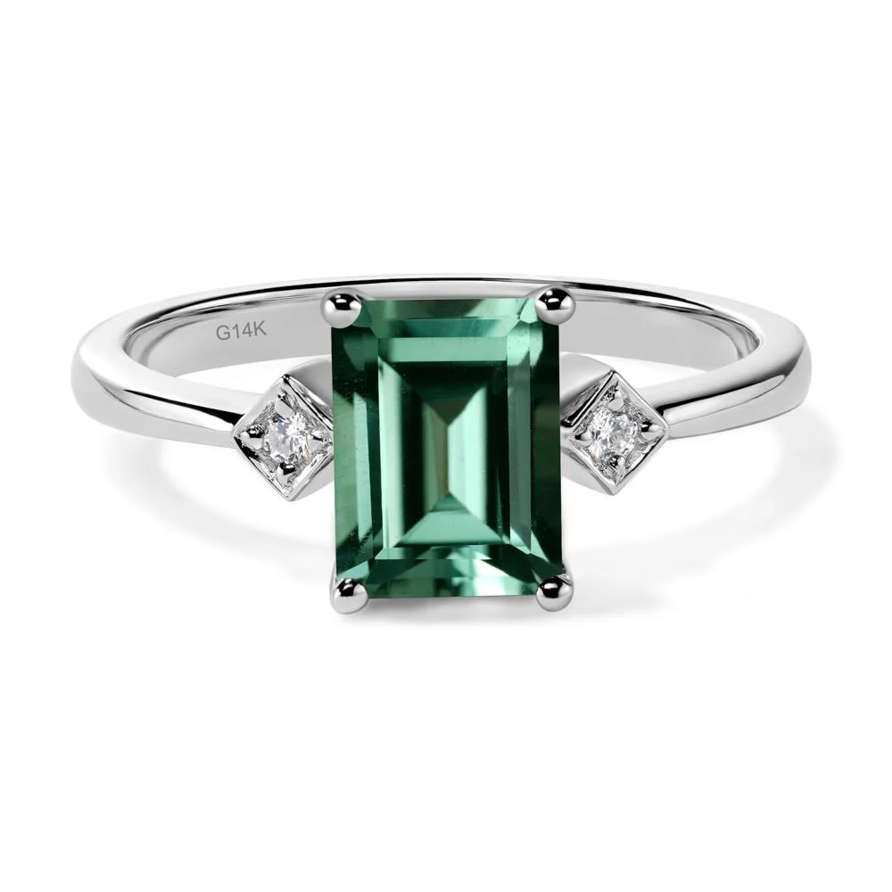 Emerald Cut Green Sapphire Engagement Ring - Image 4