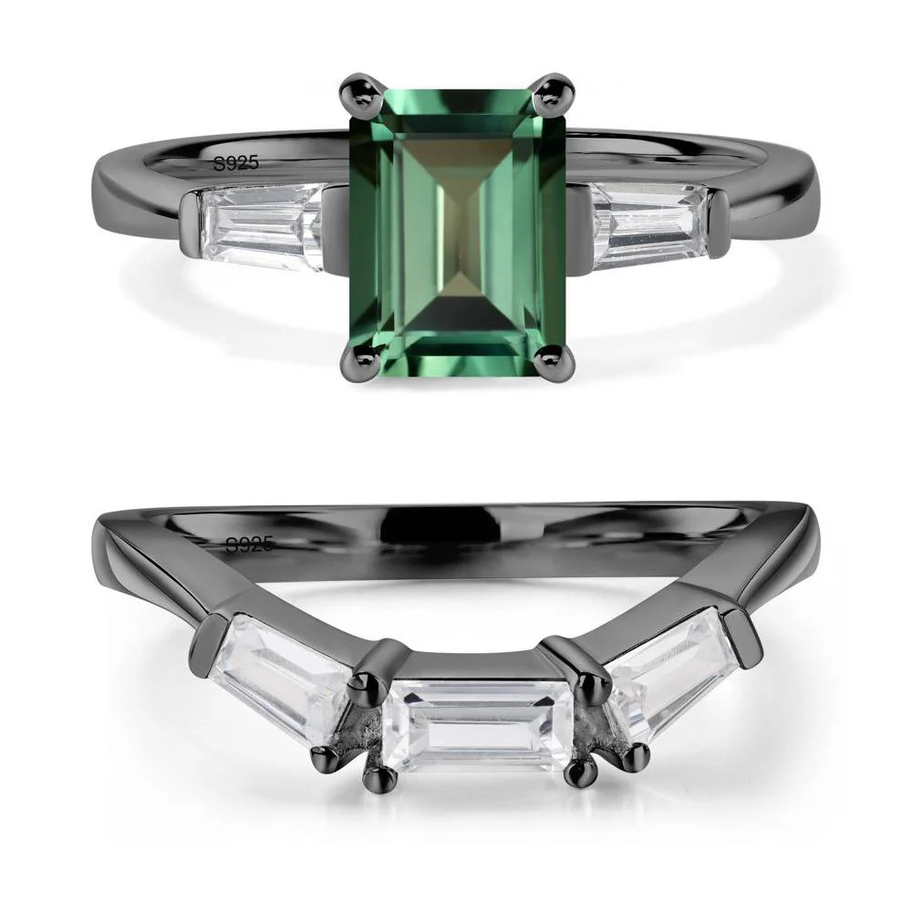 Green Sapphire Tapered Baguette Engagement Ring - Image 23