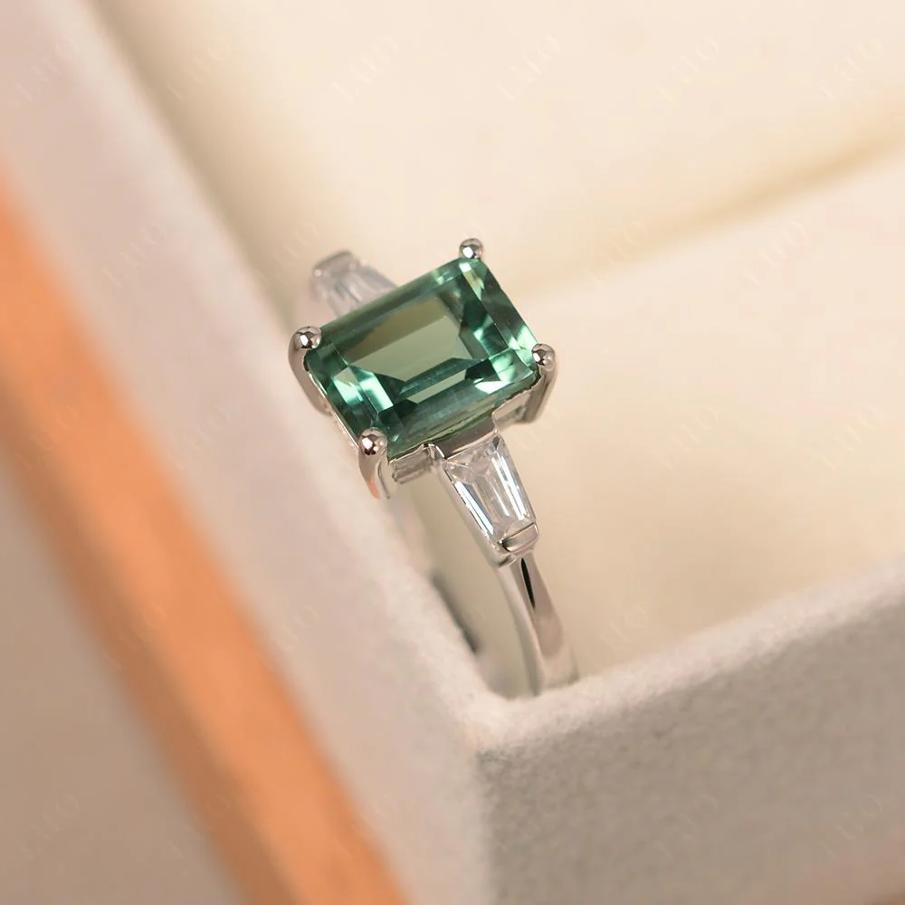 Green Sapphire Tapered Baguette Engagement Ring - Image 31