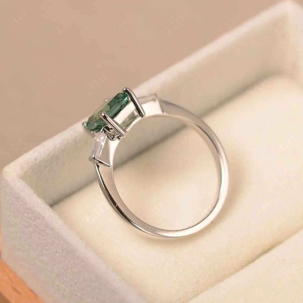Green Sapphire Tapered Baguette Engagement Ring - Image 32