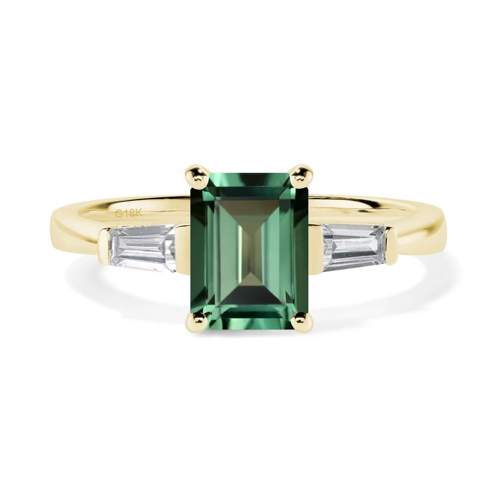 Green Sapphire Tapered Baguette Engagement Ring - Image 7