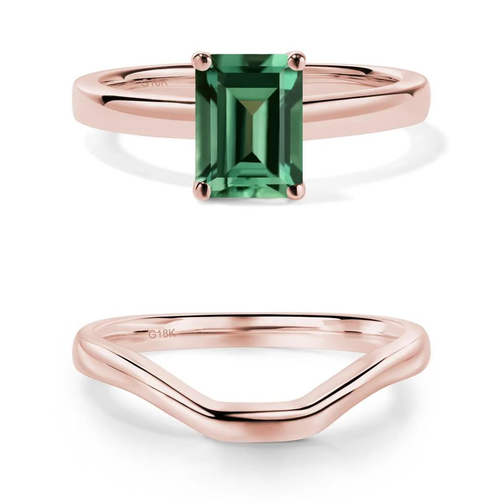 Emerald Cut Green Sapphire Solitaire Ring - Image 11