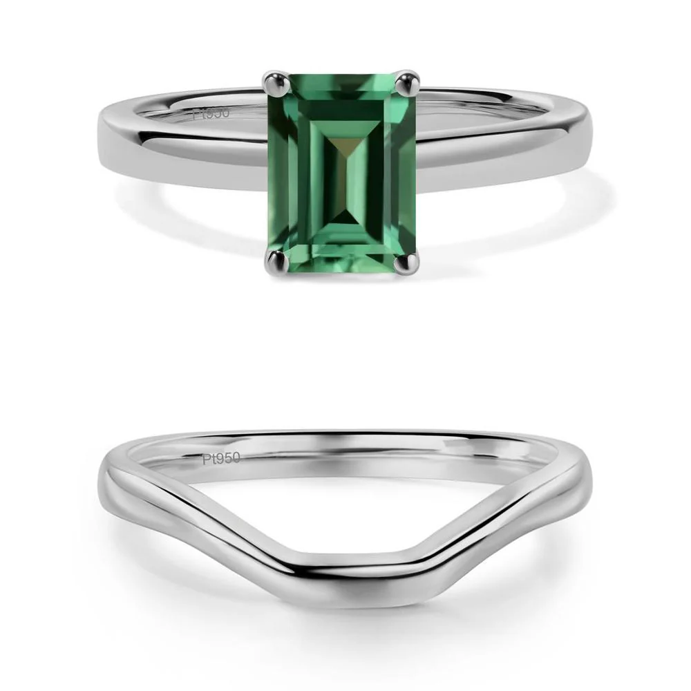 Emerald Cut Green Sapphire Solitaire Ring - Image 17